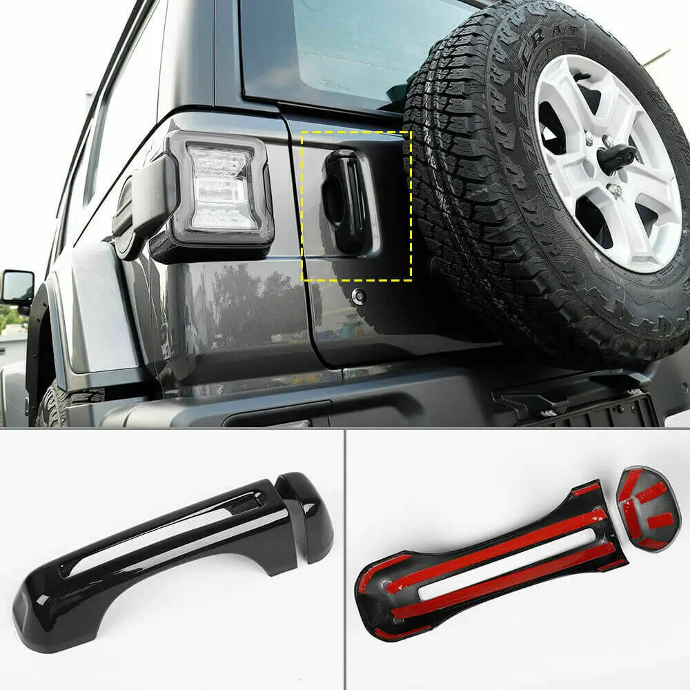 For 2018-2025 Jeep Wrangler JL JLU Exterior Door Tailgate Hinge Handle Cover Trim Set Kits - Image 5