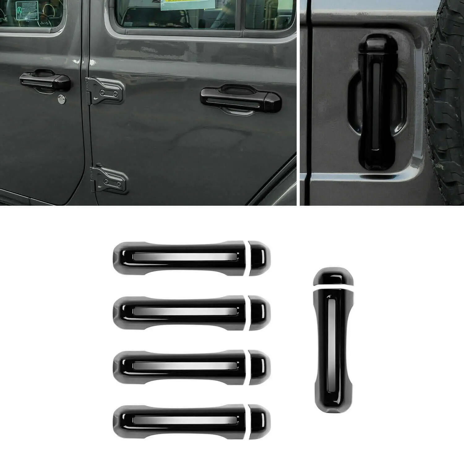 For 2018-2025 Jeep Wrangler JL JLU Exterior Door Tailgate Hinge Handle Cover Trim Set Kits - Image 6
