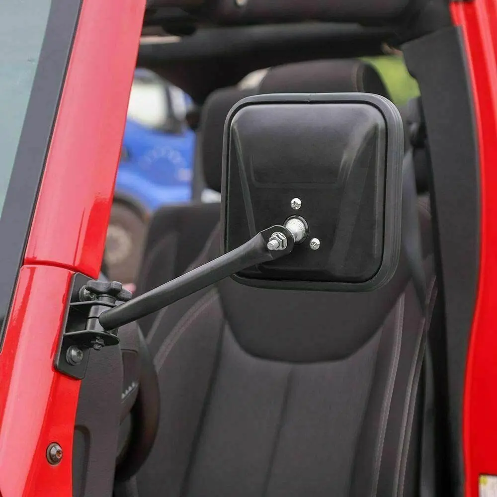 For Jeep Wrangler TJ LJ JK JKU Side Mirrors Quick Release Doors Off Mirrors, Textured Black - Image 2