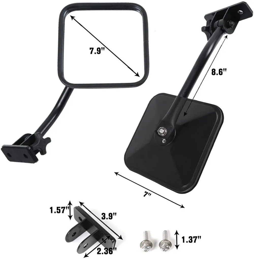 For Jeep Wrangler TJ LJ JK JKU Side Mirrors Quick Release Doors Off Mirrors, Textured Black - Image 5