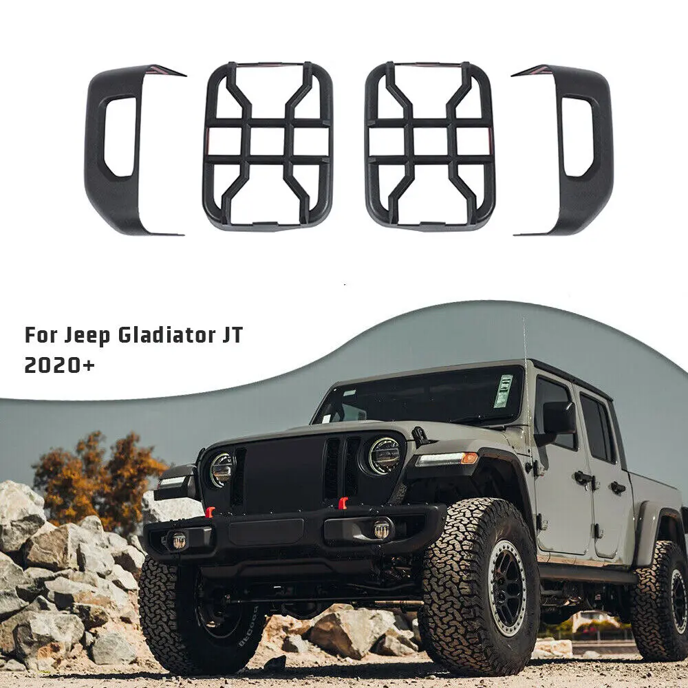 For 2020+ Gladiator JT Exterior Taillight Rear Lamp Protection Guard Trim Black - Image 4
