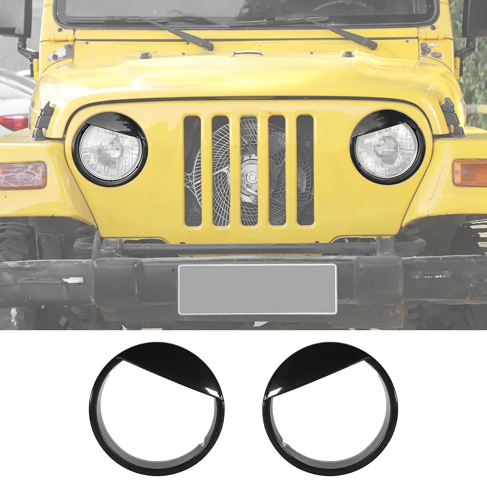 For 1997-2006 Jeep Wrangler TJ Black Front Headlight Trim Cover - Image 11
