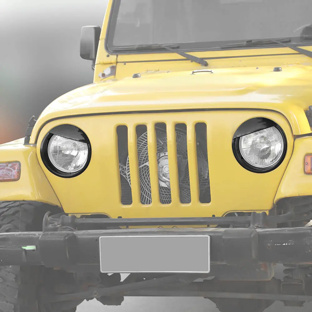 For 1997-2006 Jeep Wrangler TJ Black Front Headlight Trim Cover - Image 3