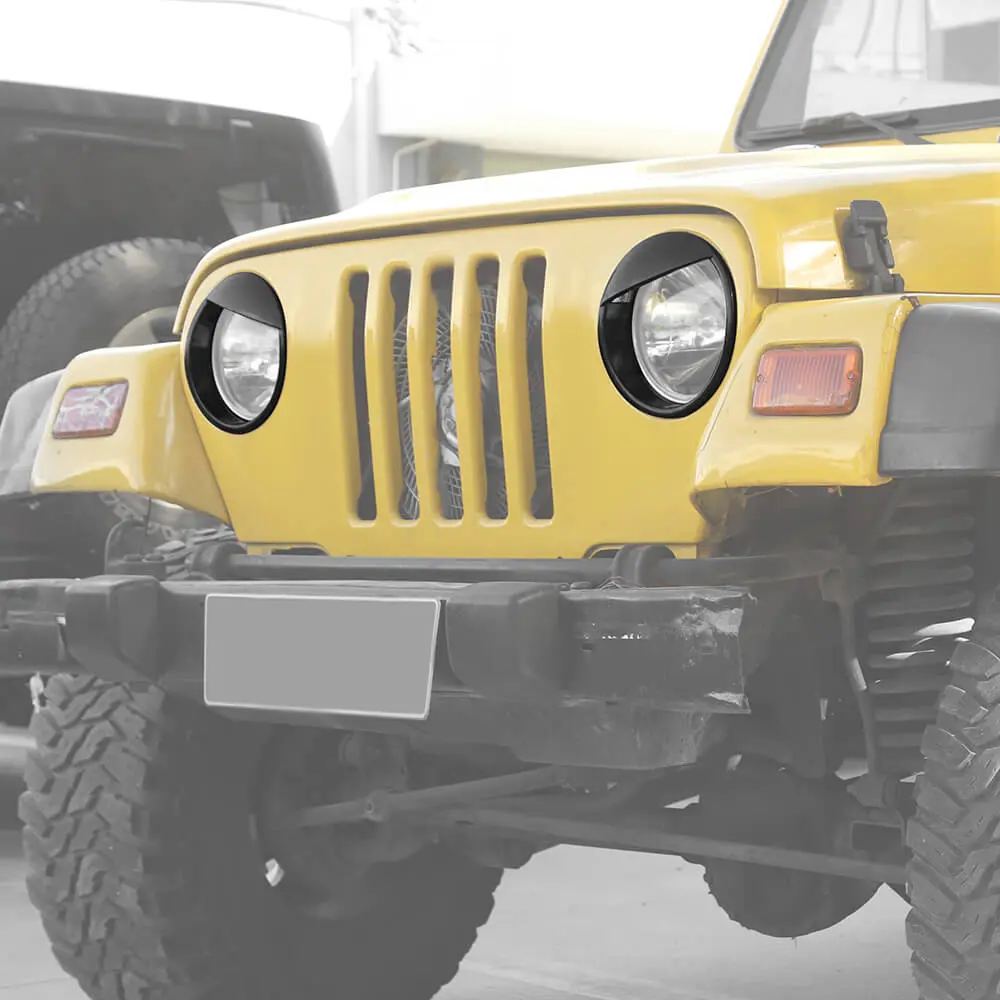 For 1997-2006 Jeep Wrangler TJ Black Front Headlight Trim Cover - Image 4