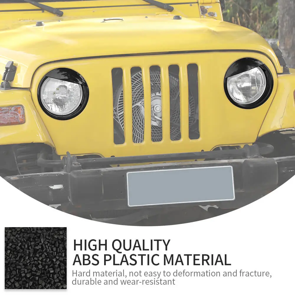 For 1997-2006 Jeep Wrangler TJ Black Front Headlight Trim Cover - Image 6