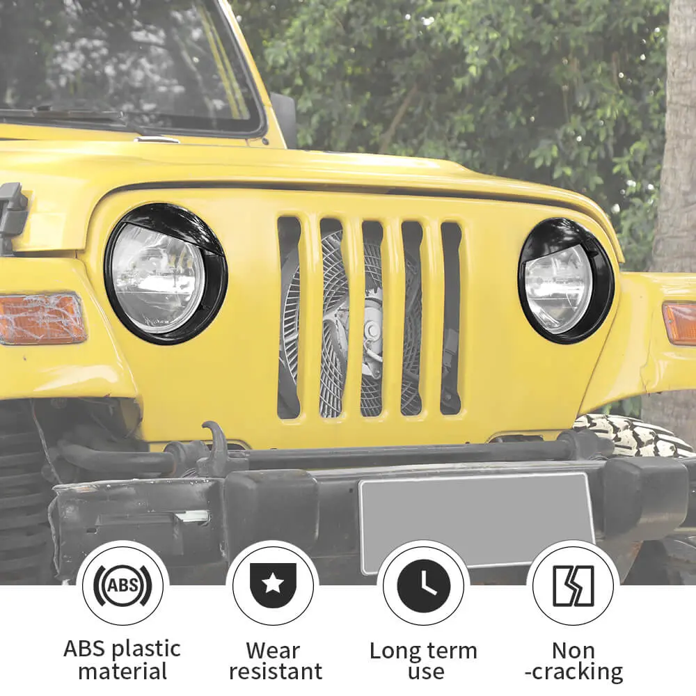 For 1997-2006 Jeep Wrangler TJ Black Front Headlight Trim Cover - Image 8