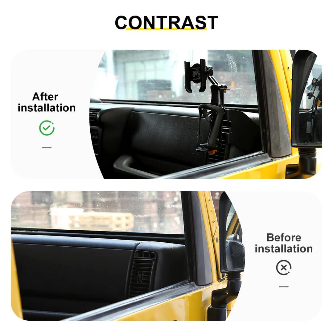 For 1997-2006 Jeep Wrangler TJ Center Console Dashboard Drink Cup Phone Holder Mount Rack Bracket (2 pcs) - Image 2