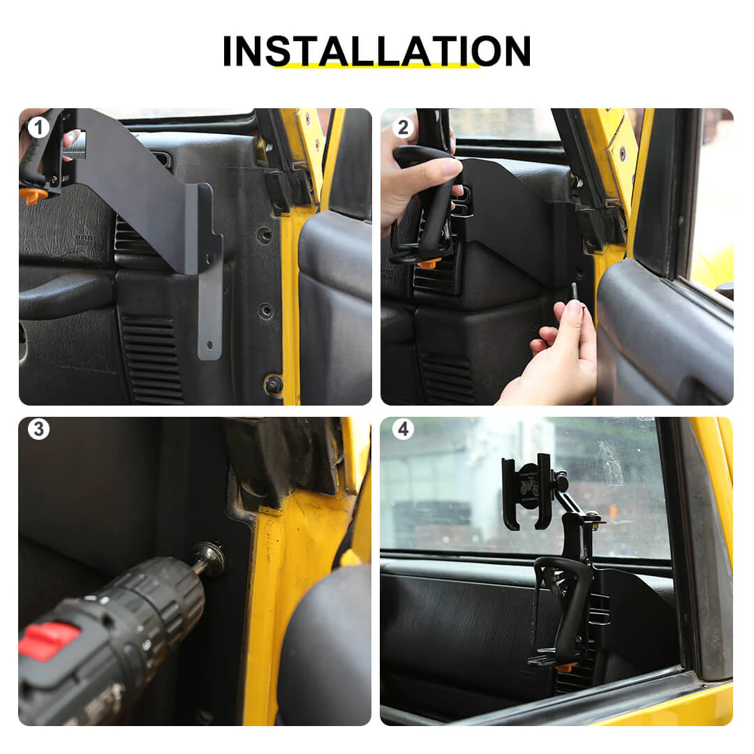 For 1997-2006 Jeep Wrangler TJ Center Console Dashboard Drink Cup Phone Holder Mount Rack Bracket (2 pcs) - Image 7