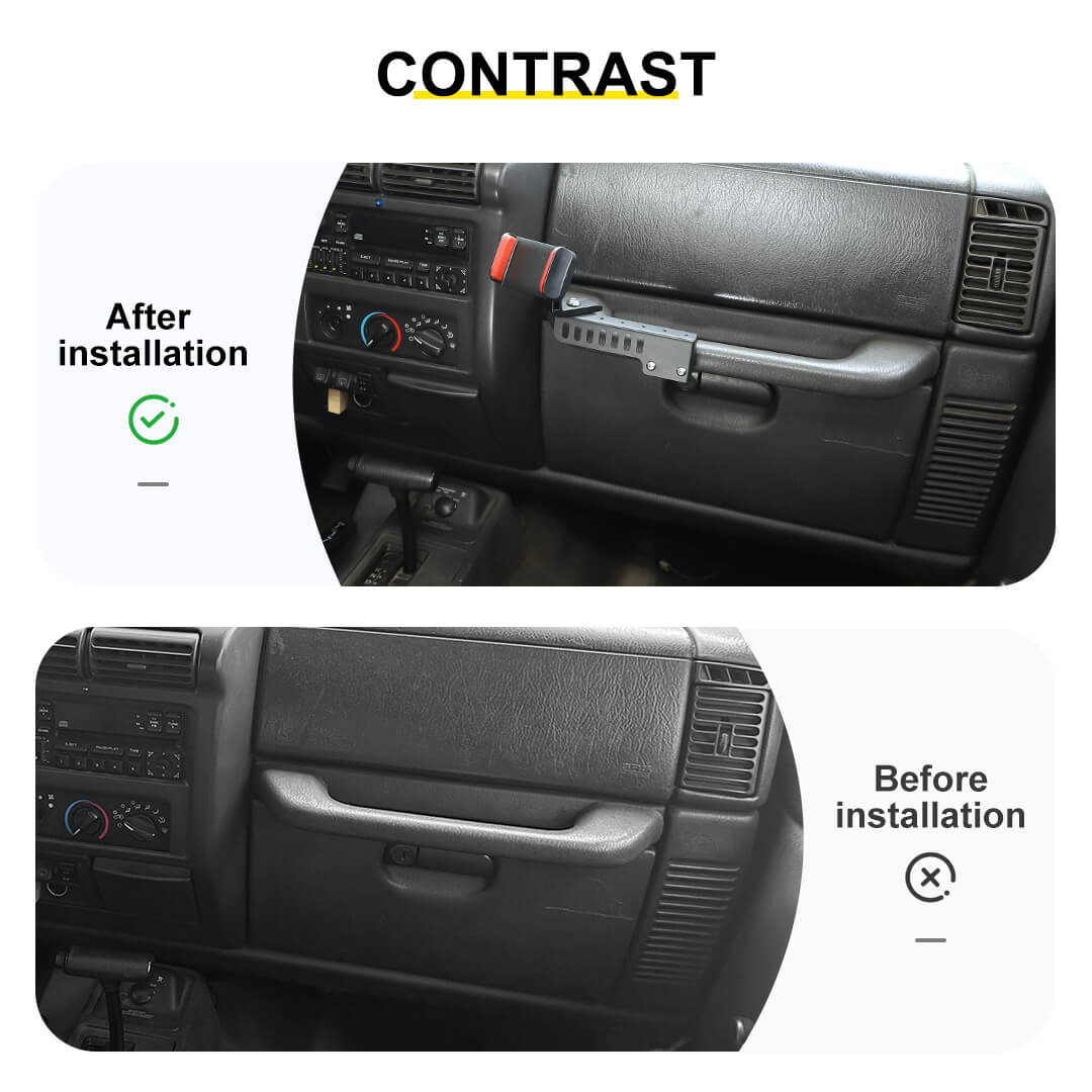 For 1997-2006 Jeep Wrangler TJ Copilot Armrest Phone Holder Stand Mount Bracket - Image 2