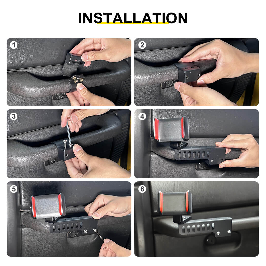 For 1997-2006 Jeep Wrangler TJ Copilot Armrest Phone Holder Stand Mount Bracket - Image 6