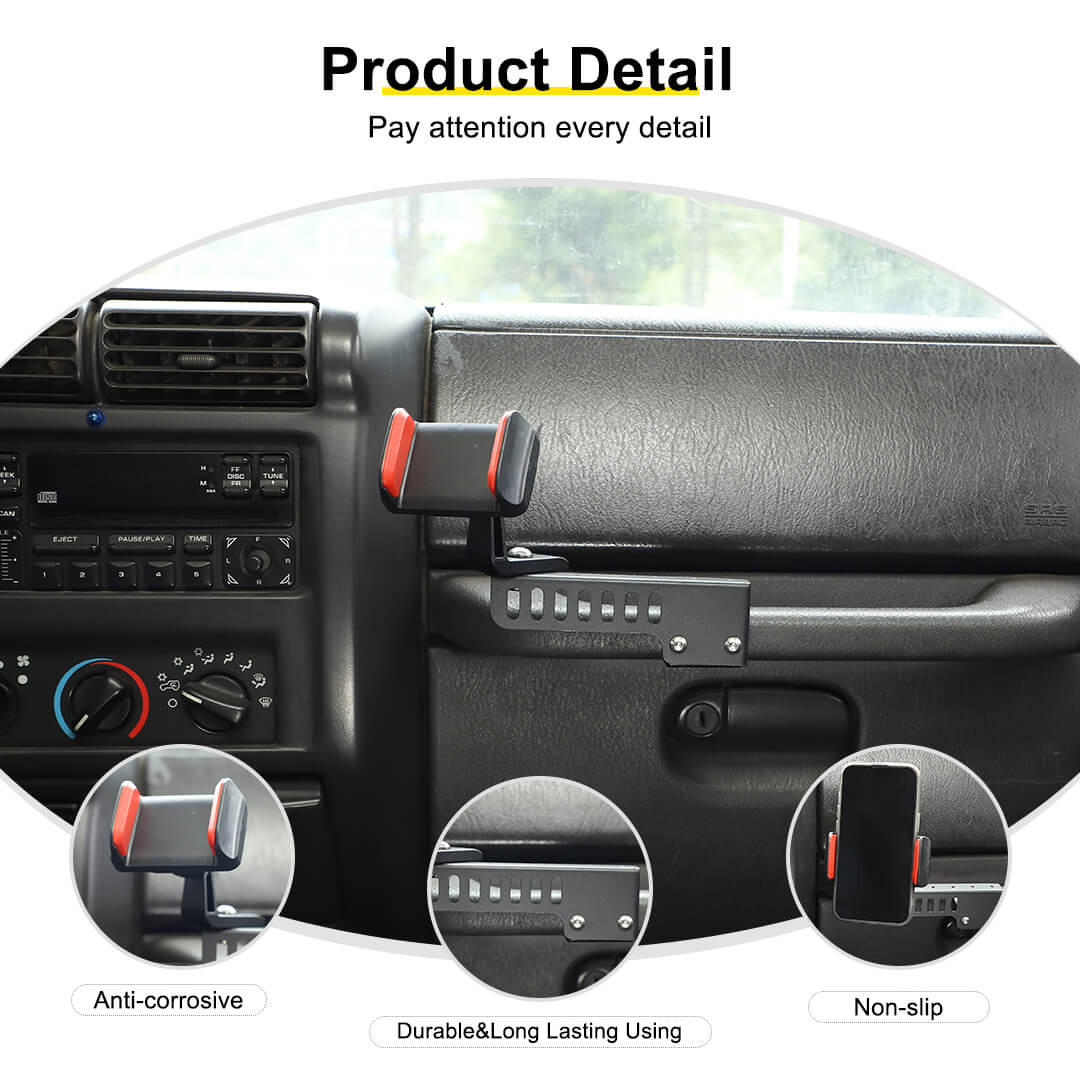 For 1997-2006 Jeep Wrangler TJ Copilot Armrest Phone Holder Stand Mount Bracket - Image 7
