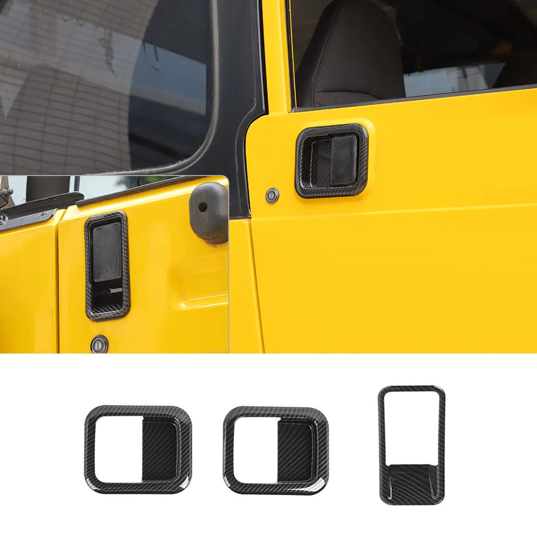 For 1997-2006 Jeep Wrangler TJ Exterior Car Rear Door Bowl Handle Cover Trim (3 pcs) - Image 14