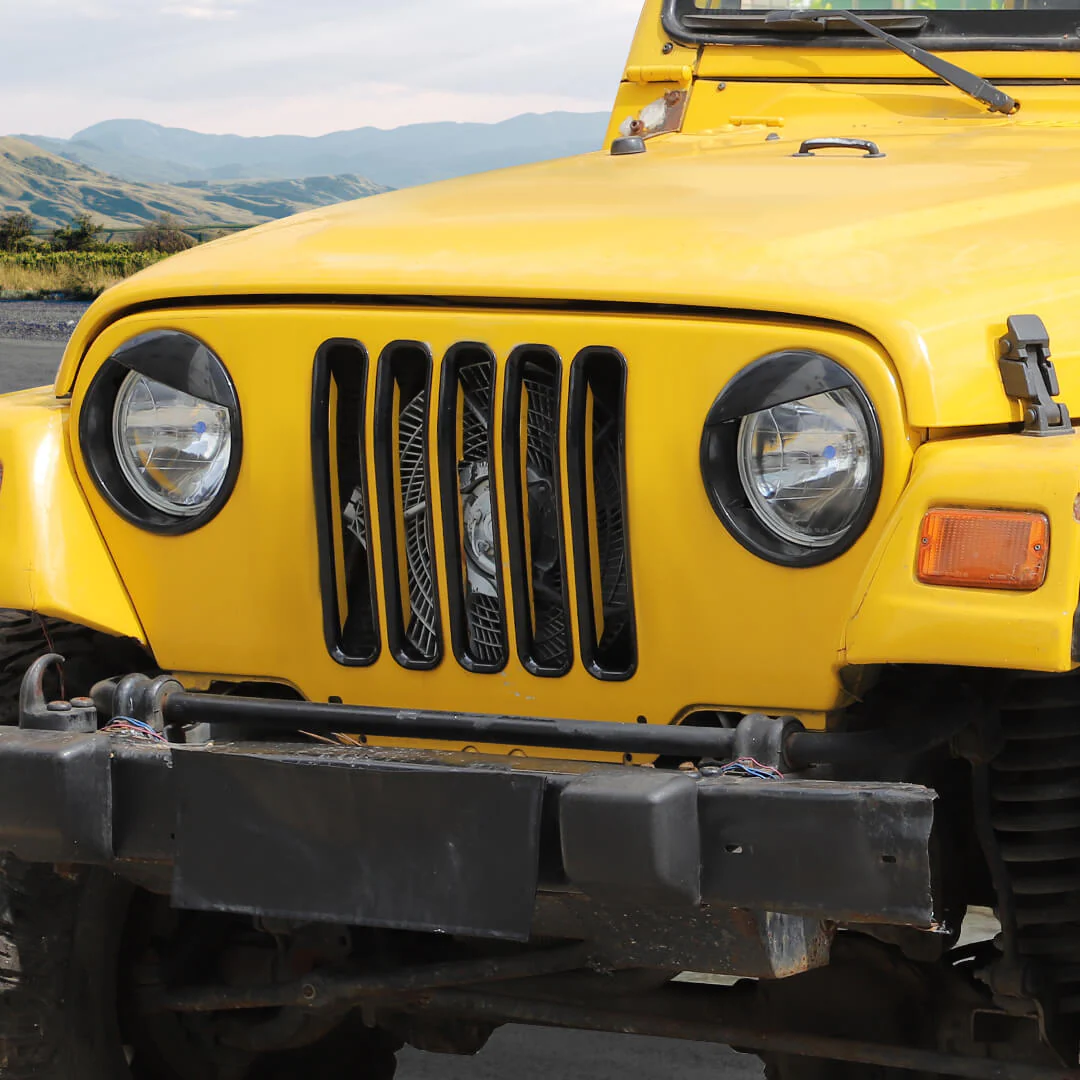For 1997-2006 Jeep Wrangler TJ Exterior Front Headlight Bezels Grille Insert Trim Cover Kit (9 pcs) - Image 3