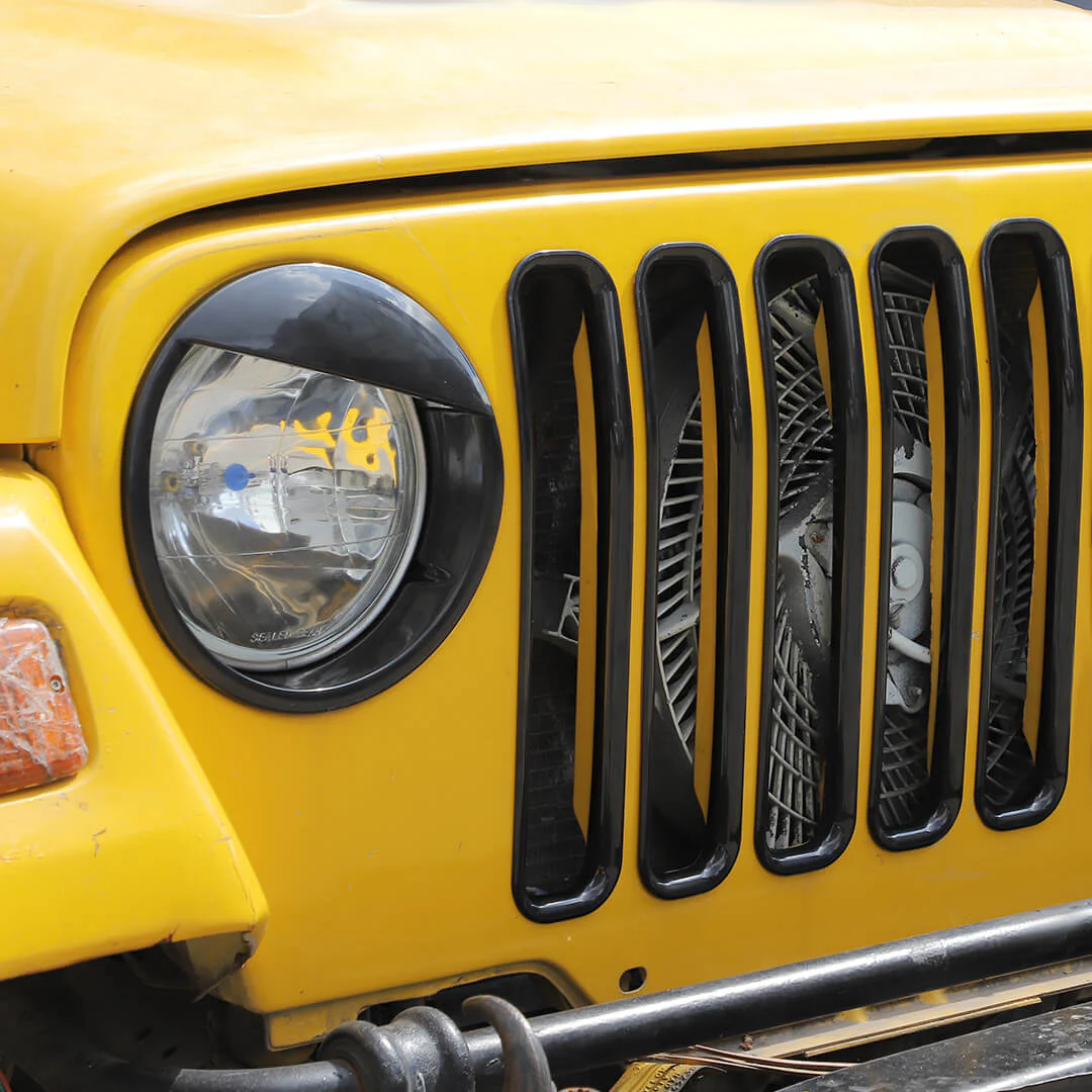 For 1997-2006 Jeep Wrangler TJ Exterior Front Headlight Bezels Grille Insert Trim Cover Kit (9 pcs) - Image 5