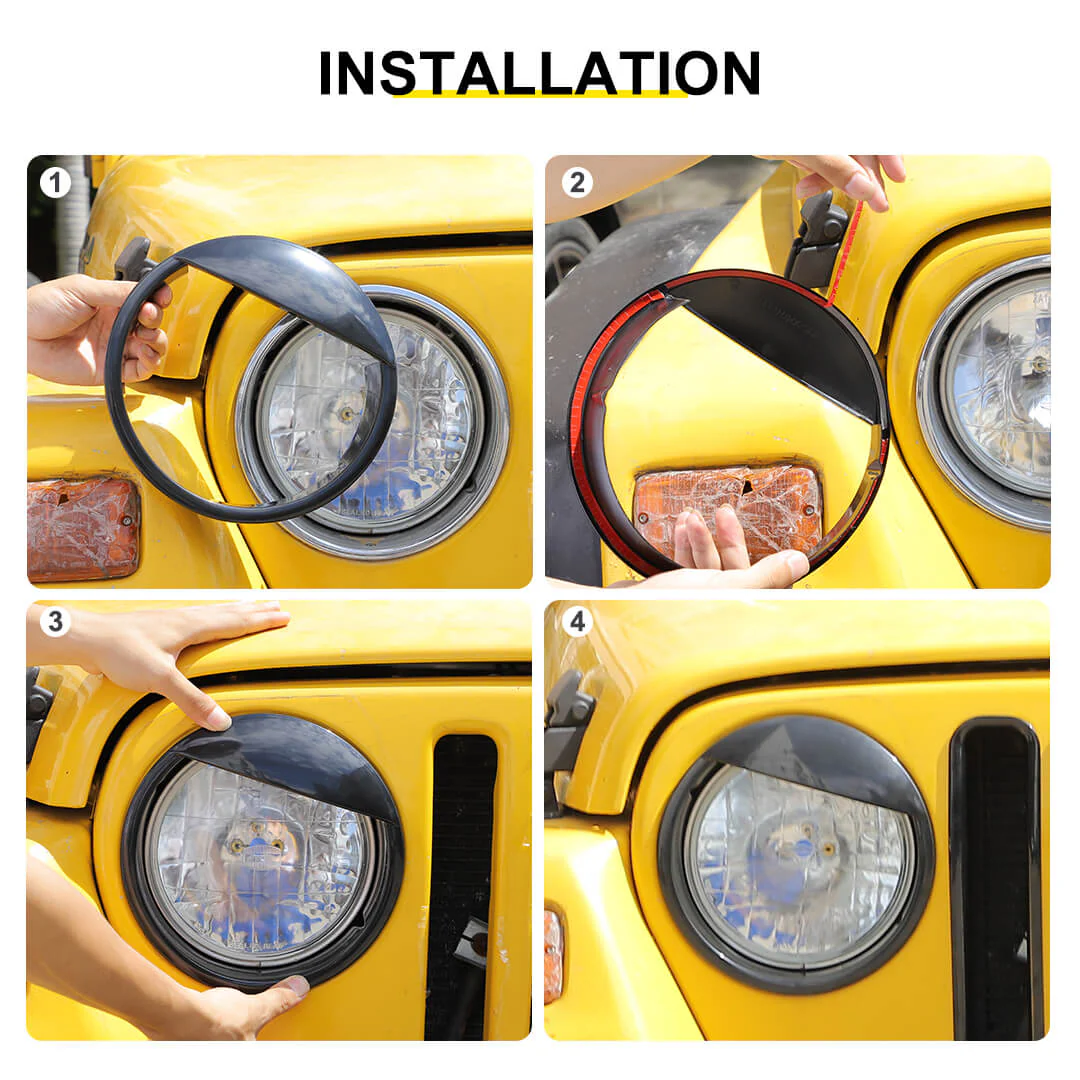 For 1997-2006 Jeep Wrangler TJ Exterior Front Headlight Bezels Grille Insert Trim Cover Kit (9 pcs) - Image 6