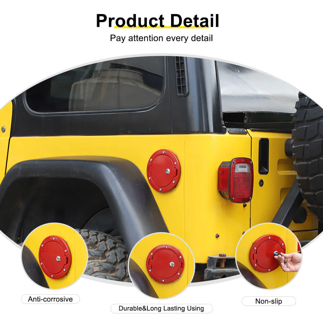 For 1997-2006 Jeep Wrangler TJ Locking Fuel Filler Door Gas Tank Cap - Image 7