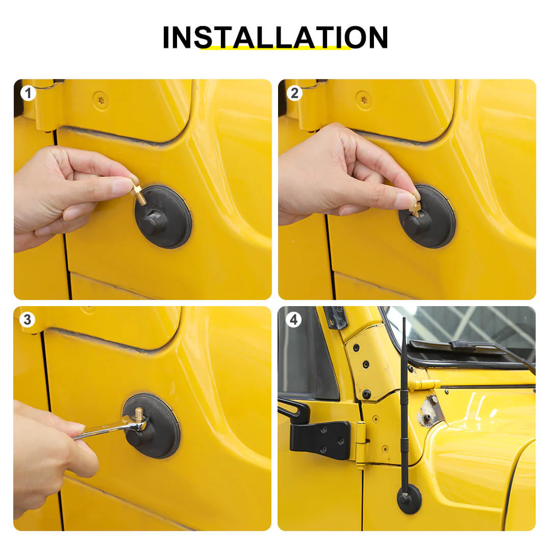 For 1997-2006 Jeep Wrangler TJ Exterior Hood Side Antenna Mast Radio - Image 7