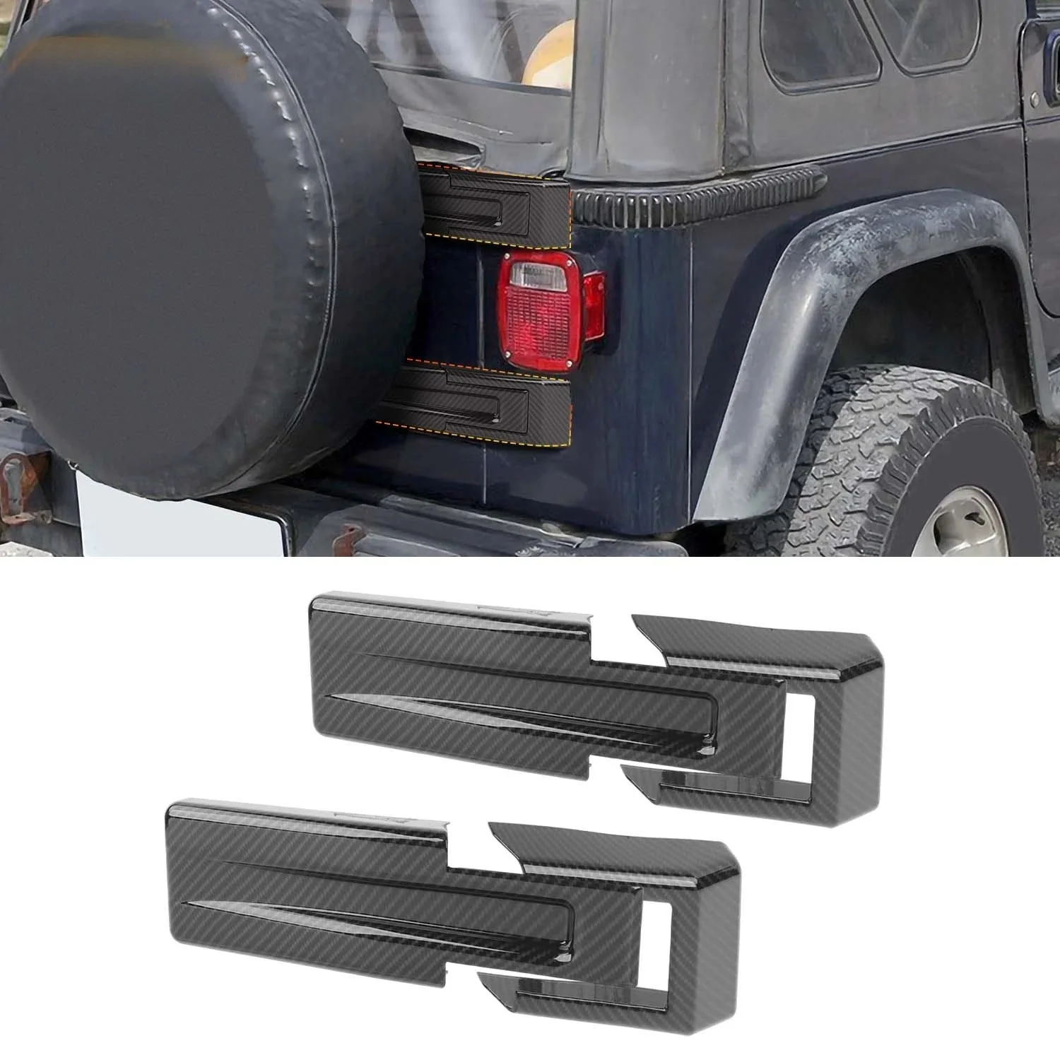 For 1997-2006 Jeep Wrangler TJ Exterior Rear Tailgate Spare Hinges Covers Trim (2 pcs)
