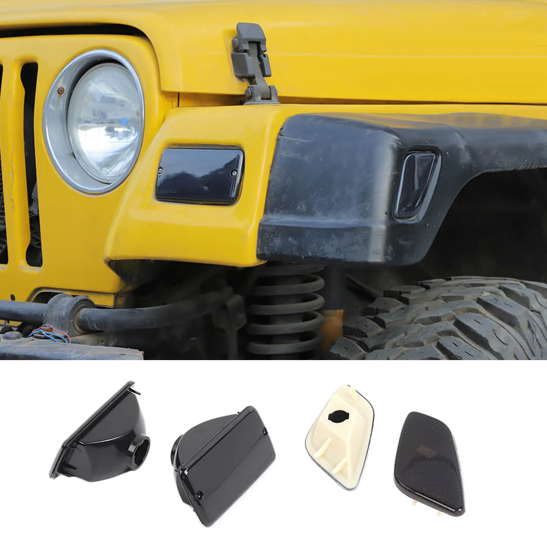 For 1997-2006 Jeep Wrangler TJ Front Bumper Signal Fender Side Marker Light Cover Accessories (4 pcs)