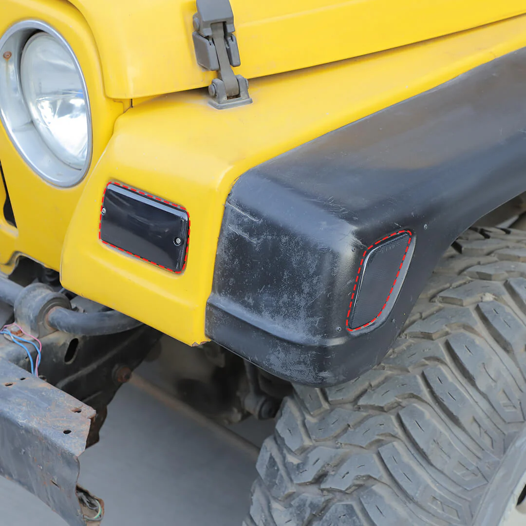 For 1997-2006 Jeep Wrangler TJ Front Bumper Signal Fender Side Marker Light Cover Accessories (4 pcs) - Image 6
