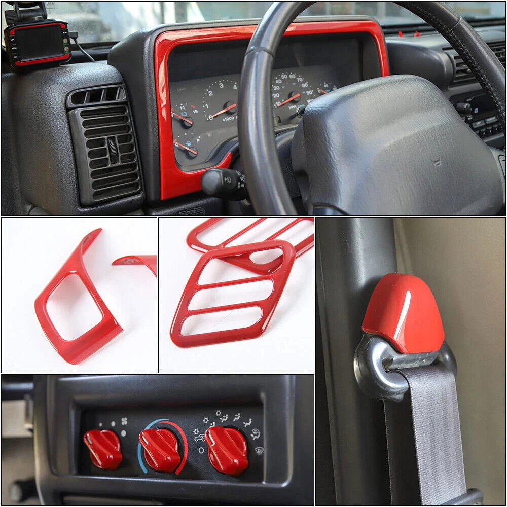 For 1997-2006 Jeep Wrangler TJ Interior Decoration Trim Kit Cover (18 pcs) - Image 4