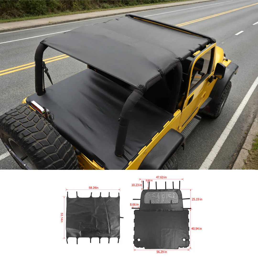 For 1997-2006 Jeep Wrangler TJ Leather Soft Top Bikini & Cargo Cover Cargo Privacy Shade - Image 11