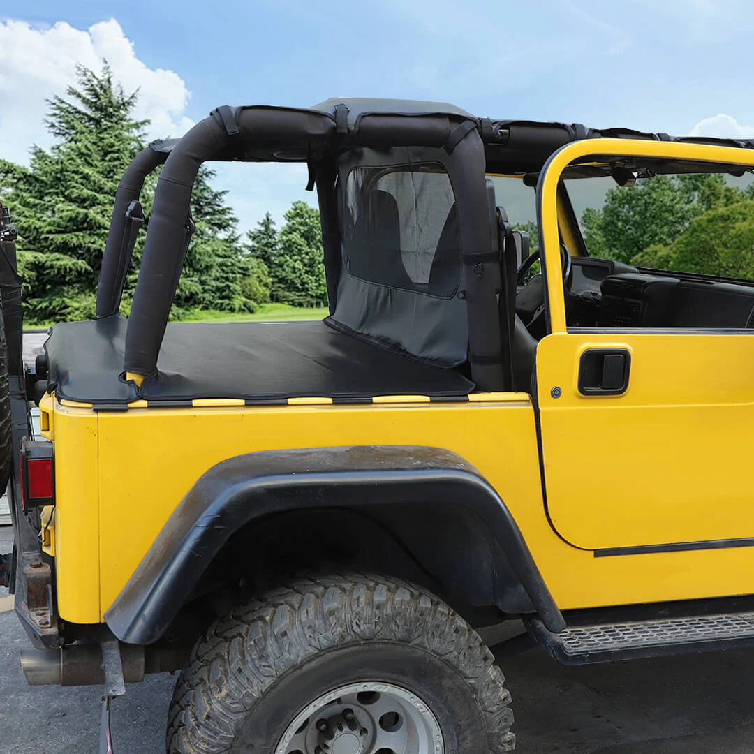 For 1997-2006 Jeep Wrangler TJ Leather Soft Top Bikini & Cargo Cover Cargo Privacy Shade - Image 3