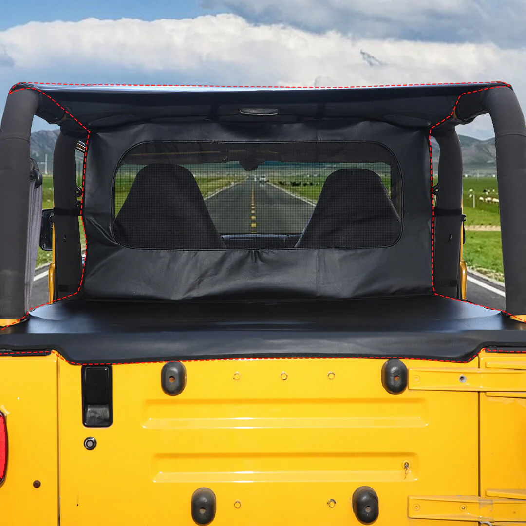For 1997-2006 Jeep Wrangler TJ Leather Soft Top Bikini & Cargo Cover Cargo Privacy Shade - Image 4
