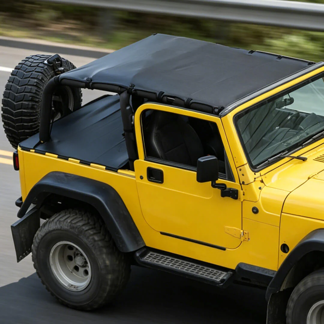 For 1997-2006 Jeep Wrangler TJ Leather Soft Top Bikini & Cargo Cover Cargo Privacy Shade - Image 5