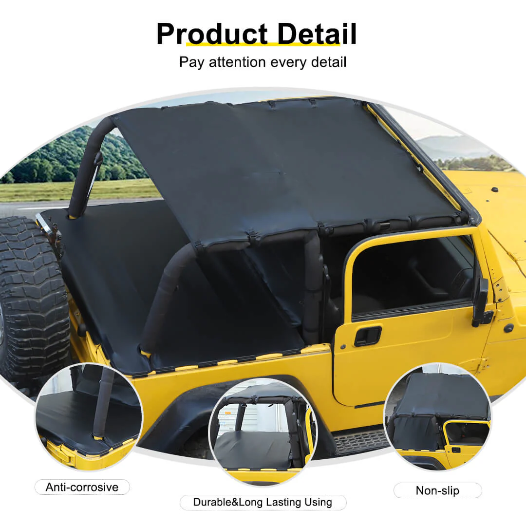 For 1997-2006 Jeep Wrangler TJ Leather Soft Top Bikini & Cargo Cover Cargo Privacy Shade - Image 6