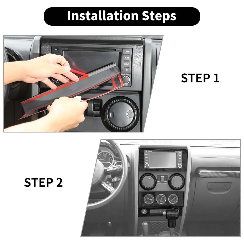 For 2007-2010 Jeep Wrangler JK 16/18PCS 4 Door Central Control Dash Decor Cover Trim Kits - Image 6