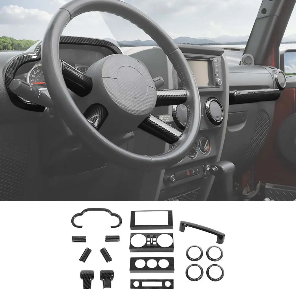 For 2007-2010 Jeep Wrangler JK 16/18PCS 4 Door Central Control Dash Decor Cover Trim Kits - Image 8