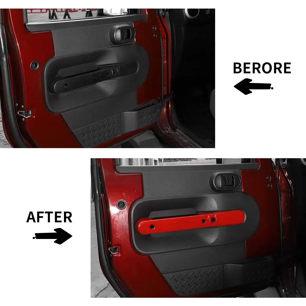 For 2007-2010 Jeep Wrangler JK 2 Door Interior Door Armrest Handle Cover Trim Decor - Image 3