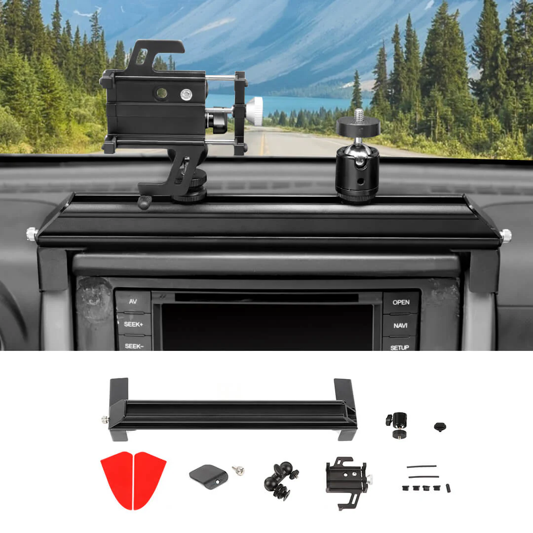For 2007-2010 Jeep Wrangler JK Center Console Dash Phone & Action Camera Holder Slider Mount Bracket