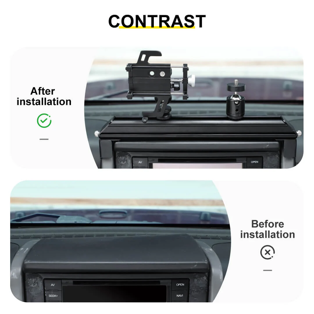 For 2007-2010 Jeep Wrangler JK Center Console Dash Phone & Action Camera Holder Slider Mount Bracket - Image 2
