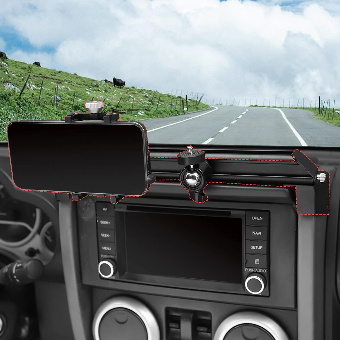 For 2007-2010 Jeep Wrangler JK Center Console Dash Phone & Action Camera Holder Slider Mount Bracket - Image 5