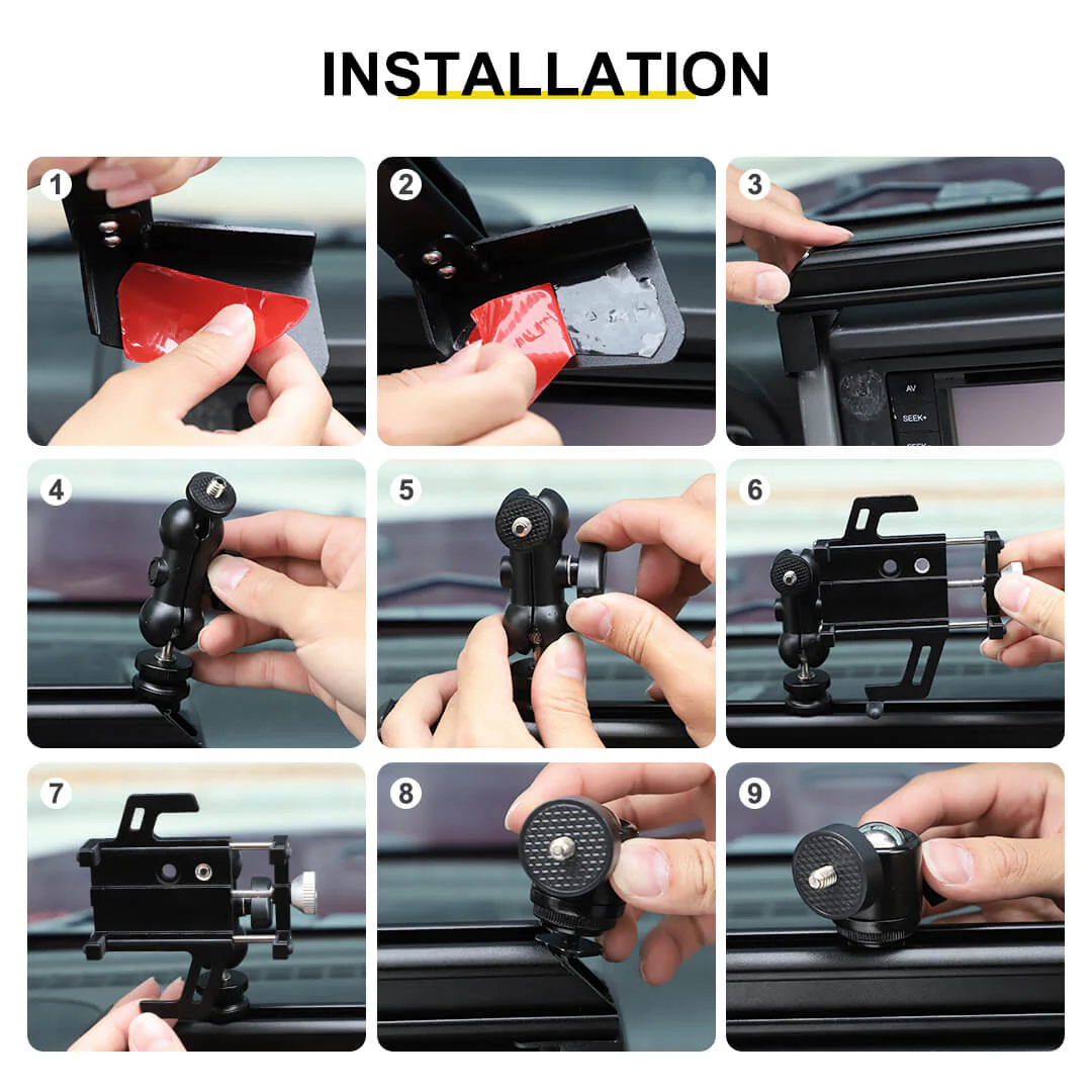 For 2007-2010 Jeep Wrangler JK Center Console Dash Phone & Action Camera Holder Slider Mount Bracket - Image 7
