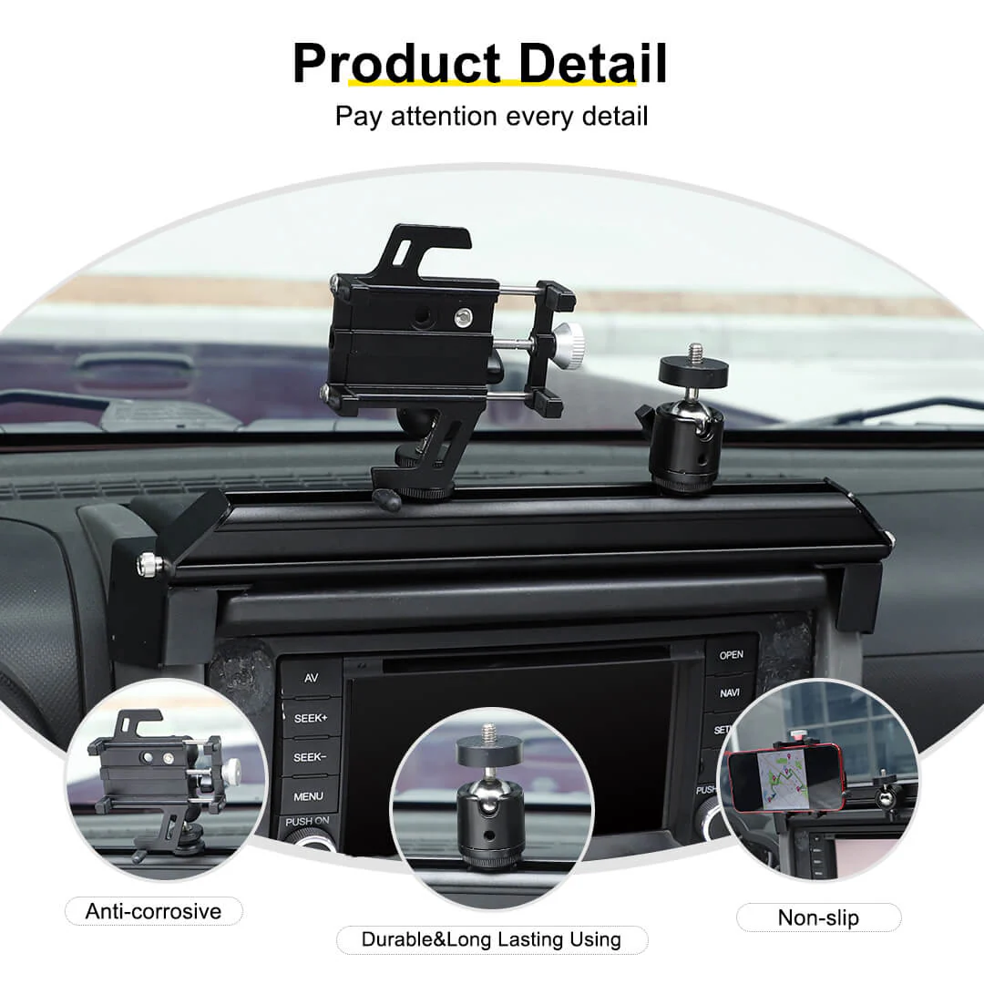 For 2007-2010 Jeep Wrangler JK Center Console Dash Phone & Action Camera Holder Slider Mount Bracket - Image 9