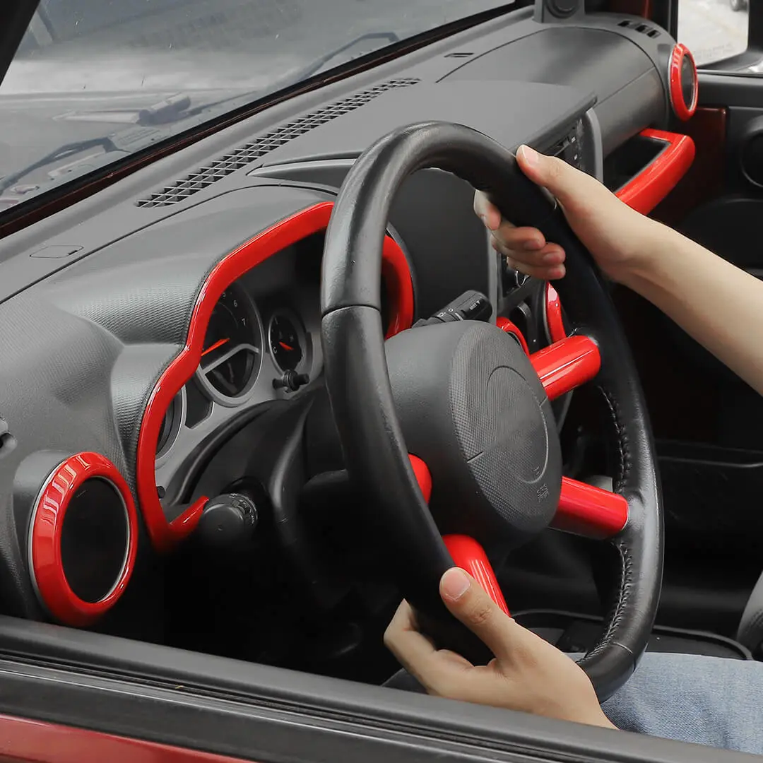 For 2007-2010 Jeep Wrangler JK Center Console Decor Trim Cover Kit (10 pcs) - Image 8