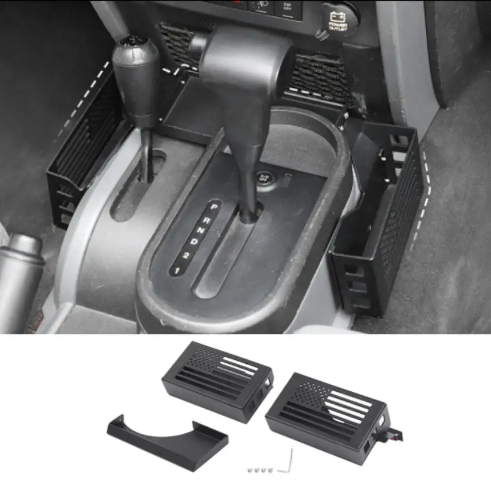 For 2007-2010 Jeep Wrangler JK Upgraded Gear Shift Side Organizer Box Storage Black