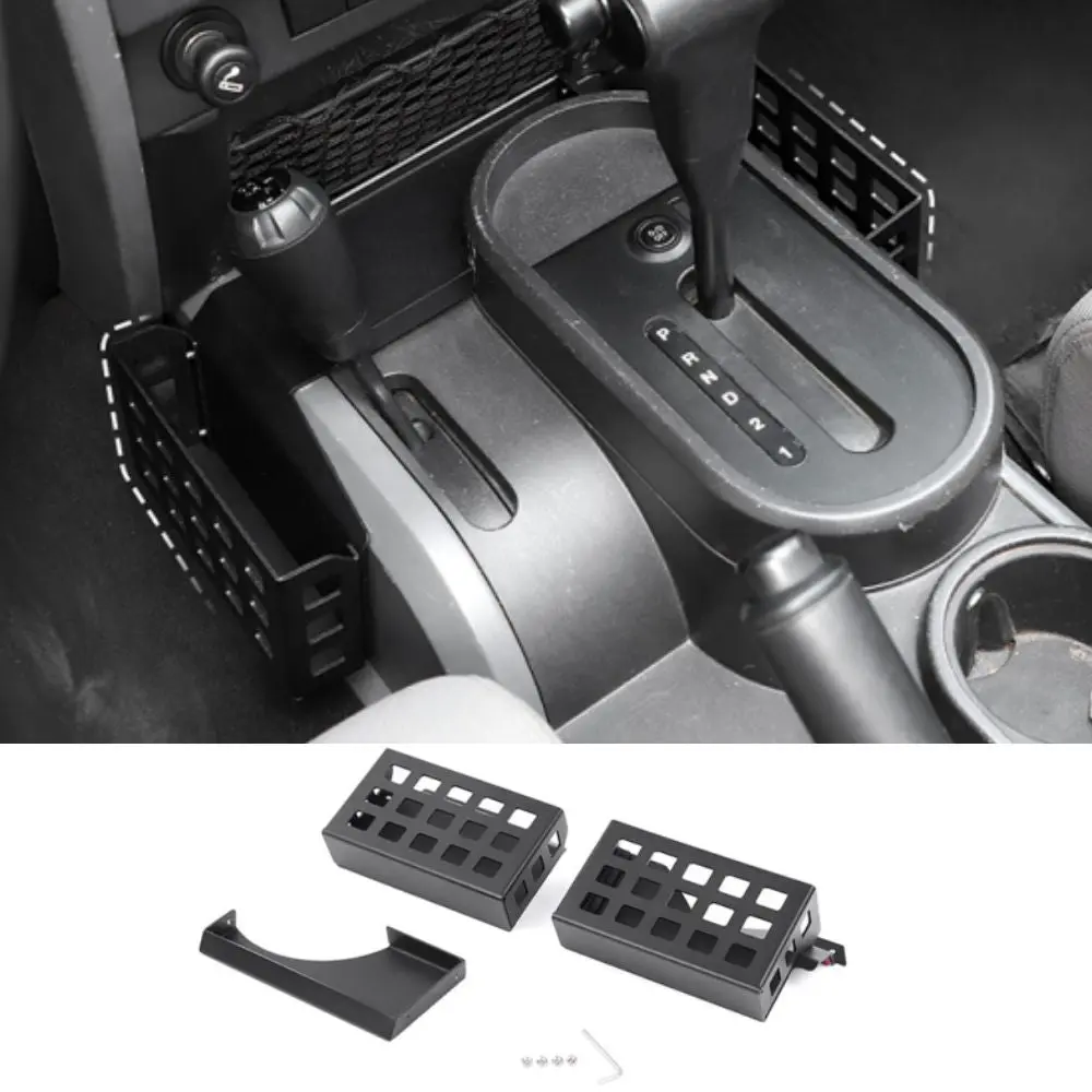 For 2007-2010 Jeep Wrangler JK Upgraded Gear Shift Side Organizer Box Storage Black - Image 12