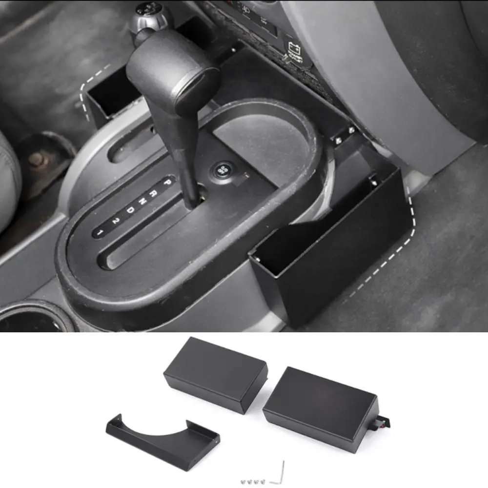 For 2007-2010 Jeep Wrangler JK Upgraded Gear Shift Side Organizer Box Storage Black - Image 14