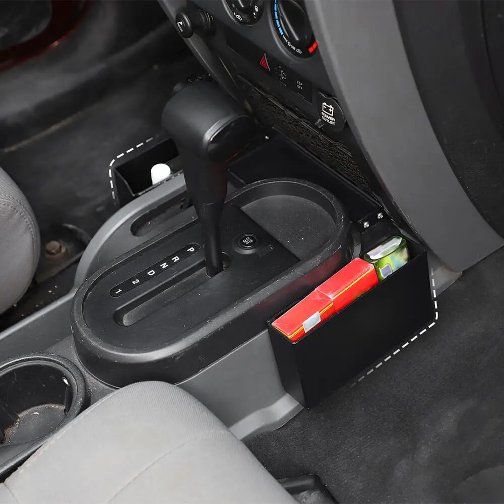 For 2007-2010 Jeep Wrangler JK Upgraded Gear Shift Side Organizer Box Storage Black - Image 15
