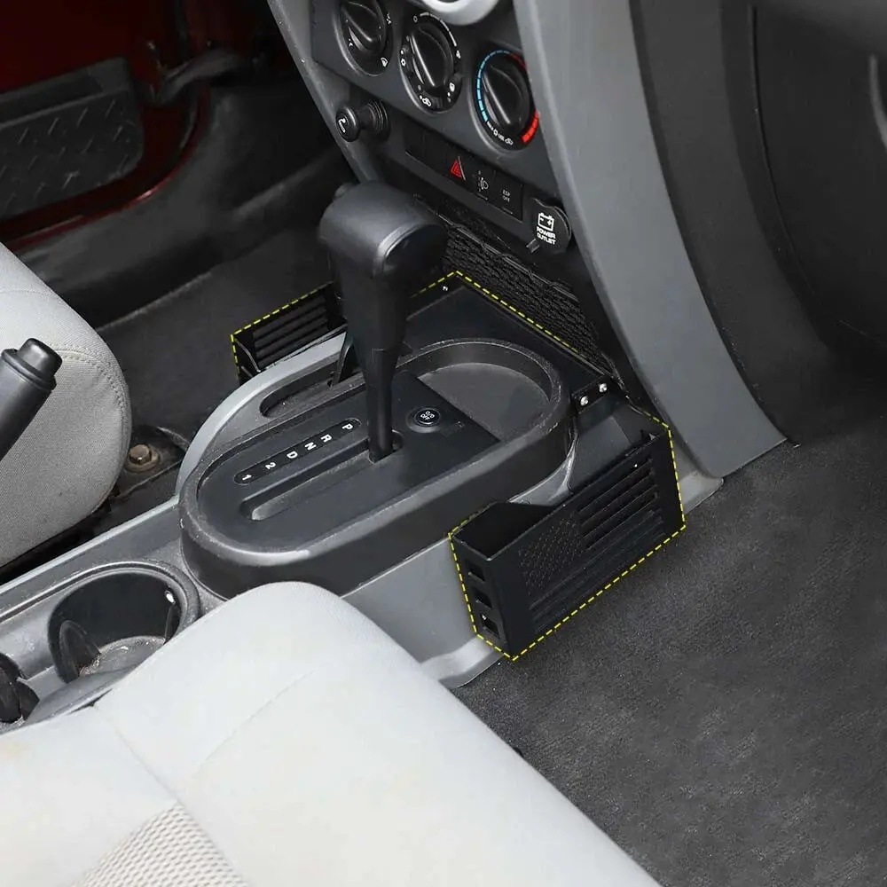 For 2007-2010 Jeep Wrangler JK Upgraded Gear Shift Side Organizer Box Storage Black - Image 5