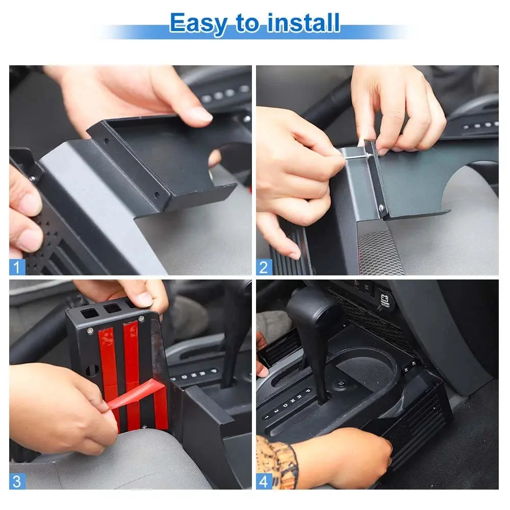 For 2007-2010 Jeep Wrangler JK Upgraded Gear Shift Side Organizer Box Storage Black - Image 6
