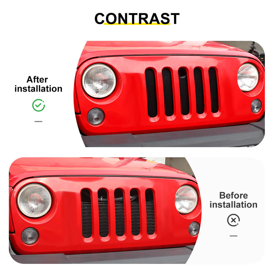 For 2007-2015 Jeep Wrangler JK Front Grille Mesh Tablet Insect Proof Net Accessories - Image 2