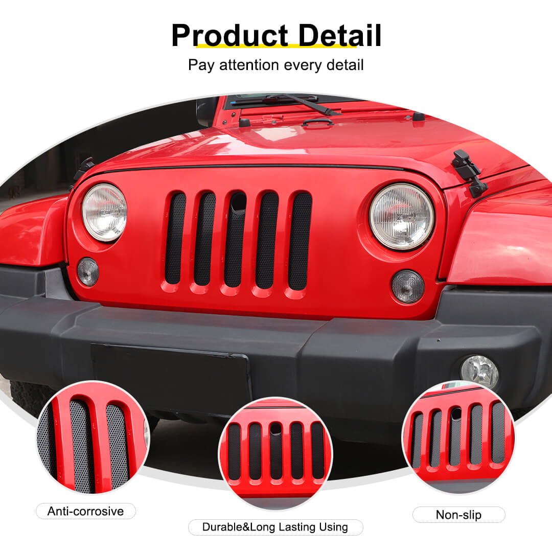 For 2007-2015 Jeep Wrangler JK Front Grille Mesh Tablet Insect Proof Net Accessories - Image 9