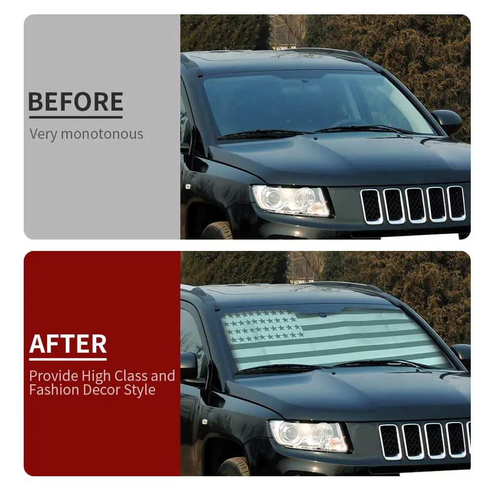 For 2007-2016 Jeep Compass Car Windshield Sunshade, Front Window Sun Shade Foldable Sun Visor Sunscreen - Image 2
