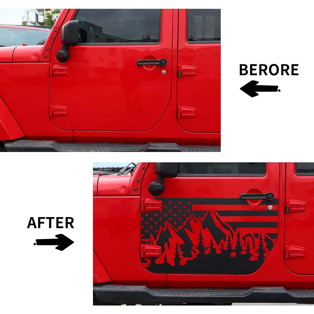 For 2007-2018 Jeep Wrangler JK 2/4 Door Car Door Decal Sticker American Flag - Image 2