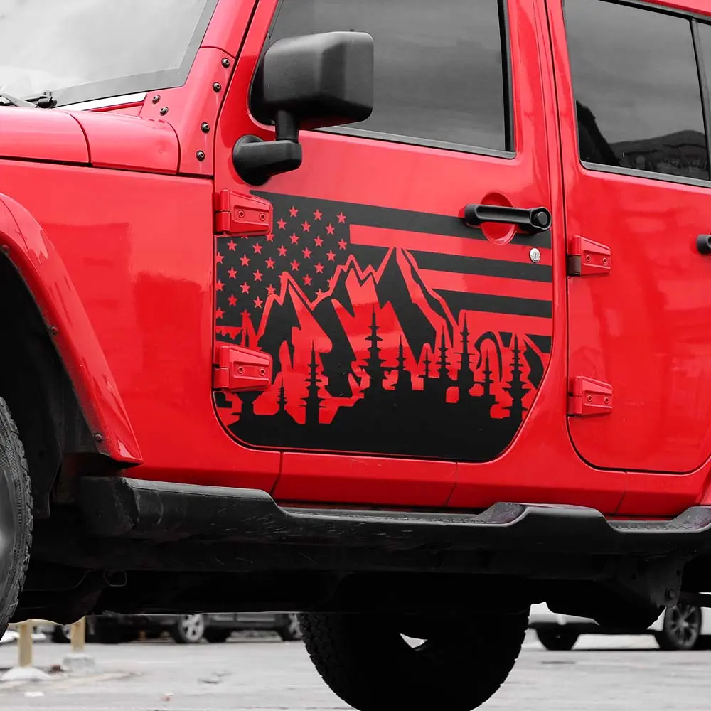 For 2007-2018 Jeep Wrangler JK 2/4 Door Car Door Decal Sticker American Flag - Image 3